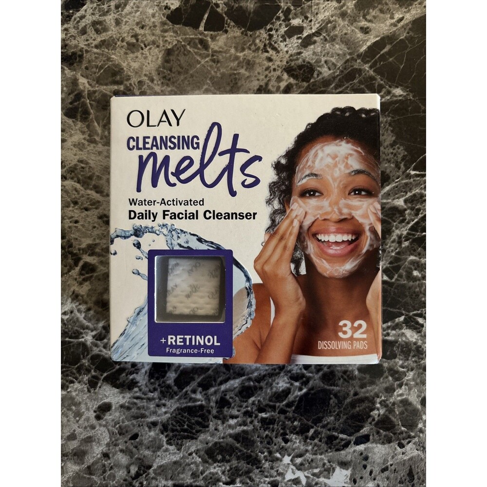 Olay Cleansing Melts + Retinol Water-Activated Daily Facial Cleanser, 32ct Pads